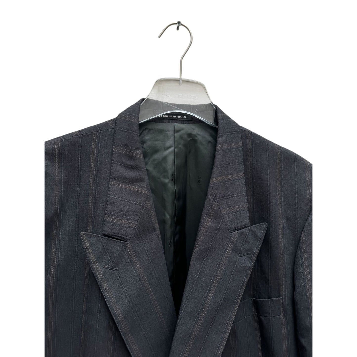 Grey Wool Striped Blazer Jacket