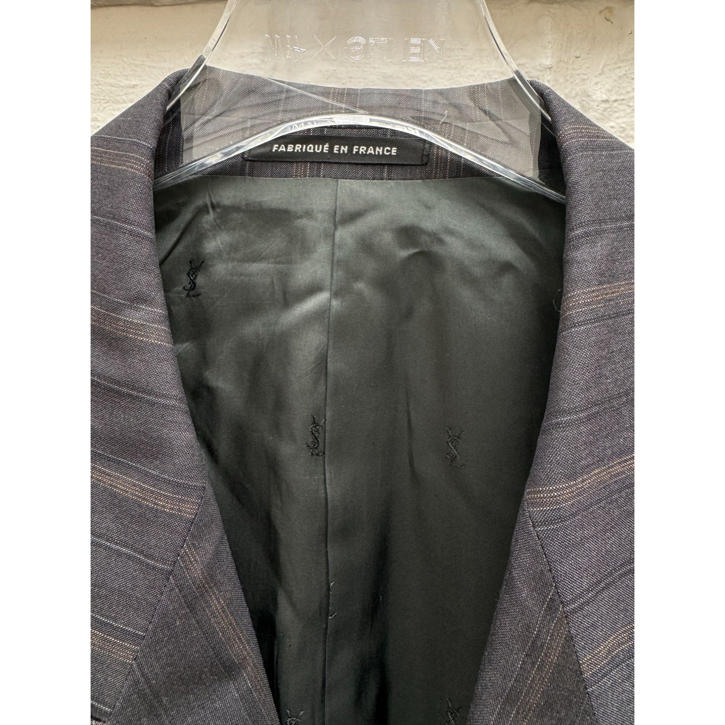 Grey Wool Striped Blazer Jacket