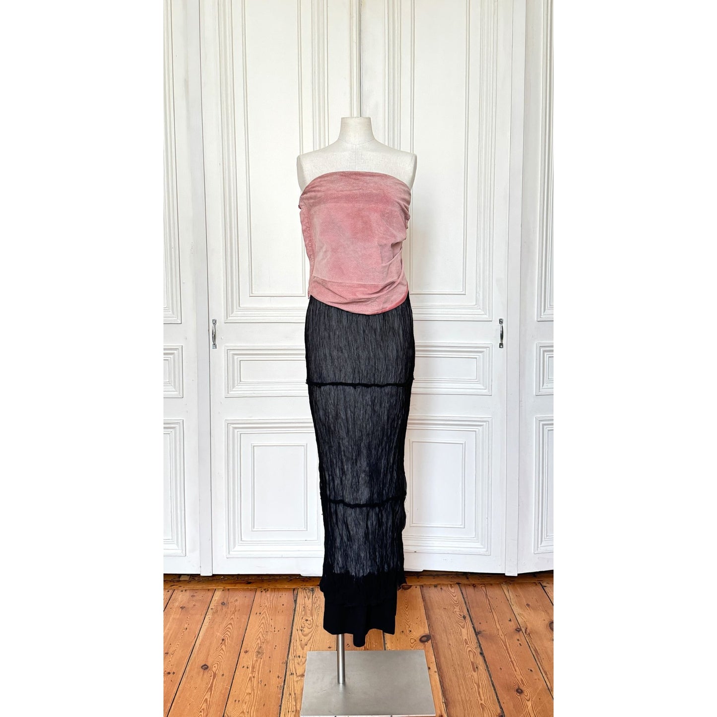 Line 0 Artisanal FW 2004–2005 Pale Pink Suede Bustier Top 