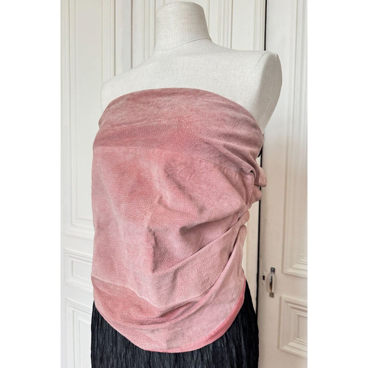 Line 0 Artisanal FW 2004–2005 Pale Pink Suede Bustier Top 