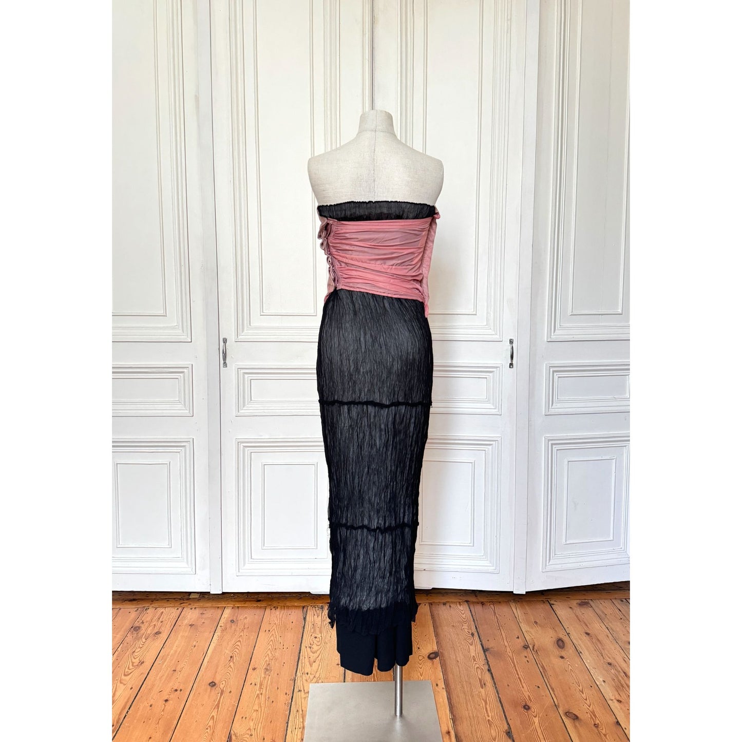 Line 0 Artisanal FW 2004–2005 Pale Pink Suede Bustier Top 