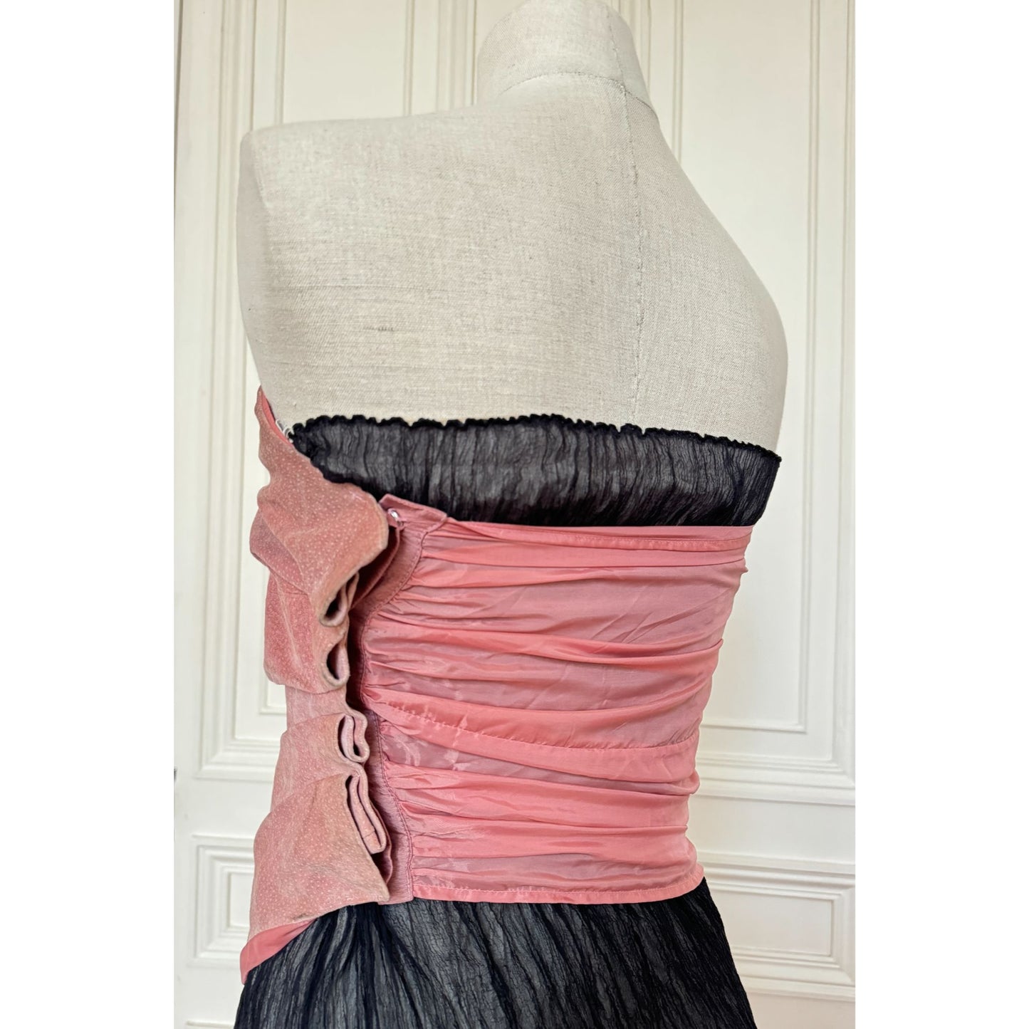 Line 0 Artisanal FW 2004–2005 Pale Pink Suede Bustier Top 