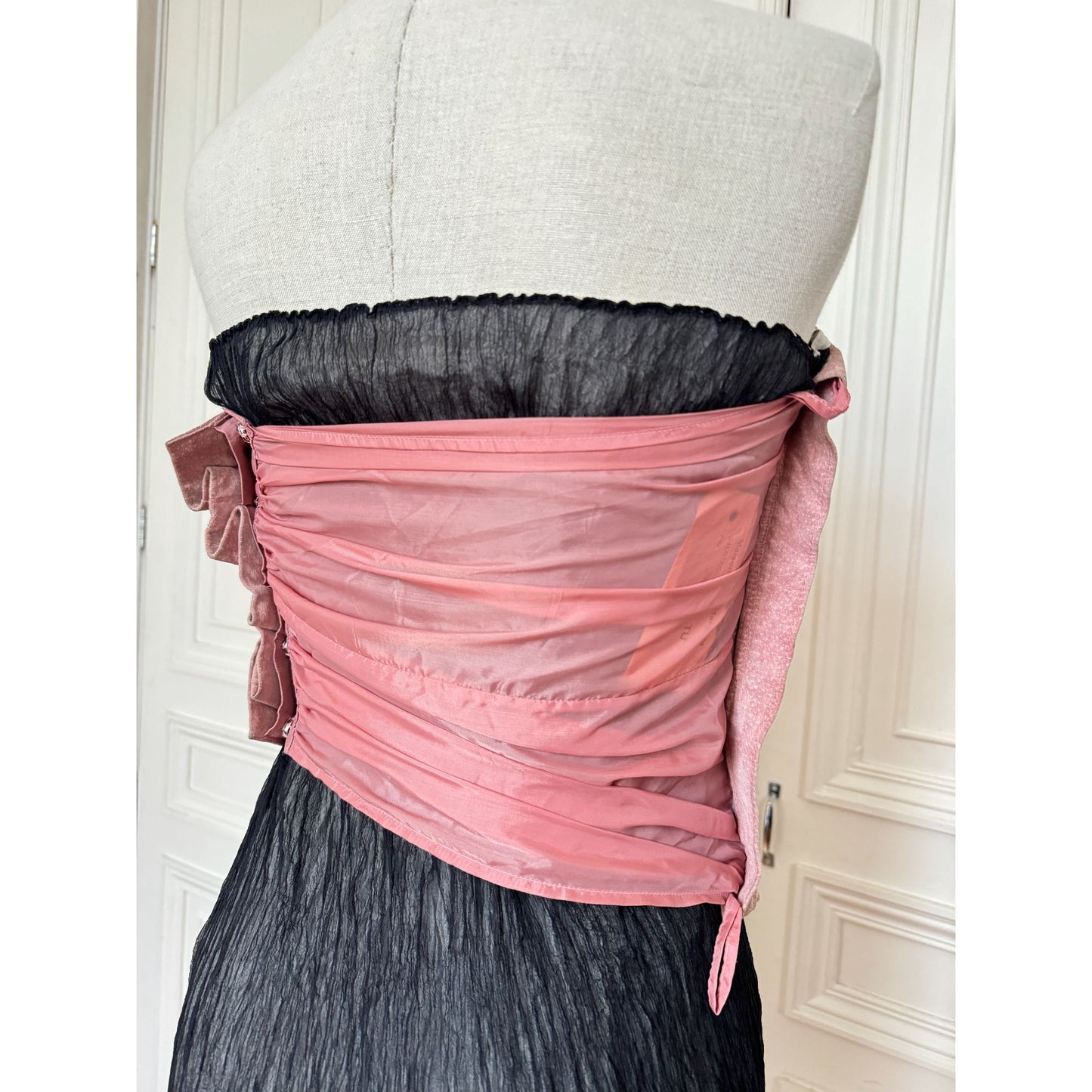 Line 0 Artisanal FW 2004–2005 Pale Pink Suede Bustier Top 