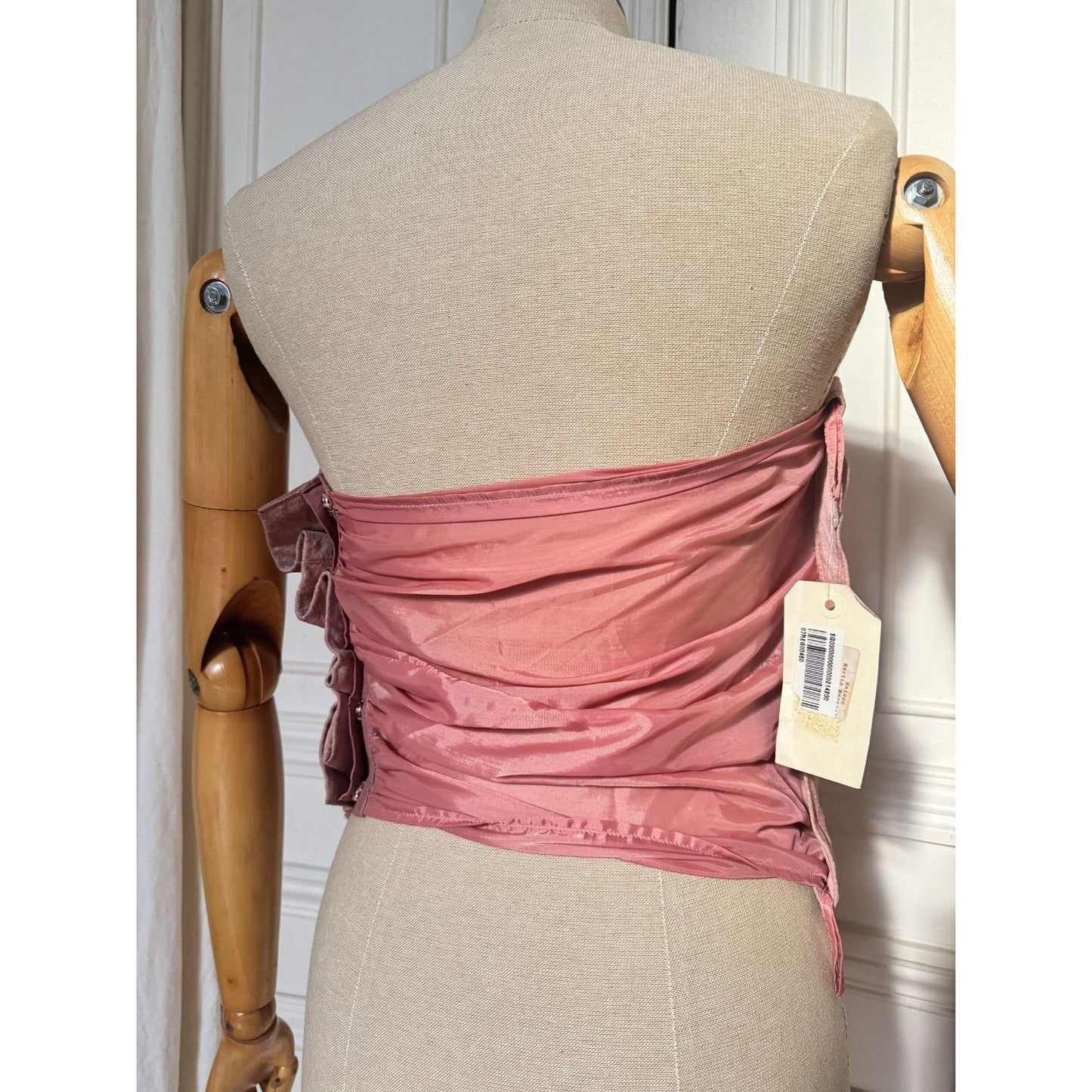 Line 0 Artisanal FW 2004–2005 Pale Pink Suede Bustier Top 
