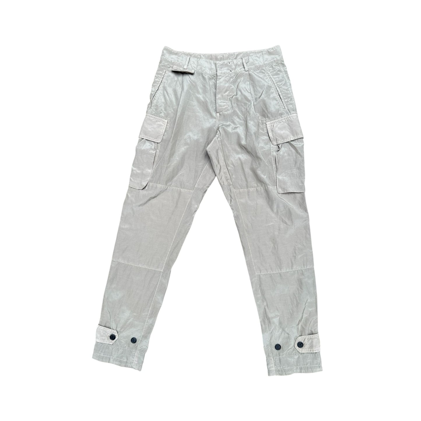 Beige Silk Blend Cargo Pants
