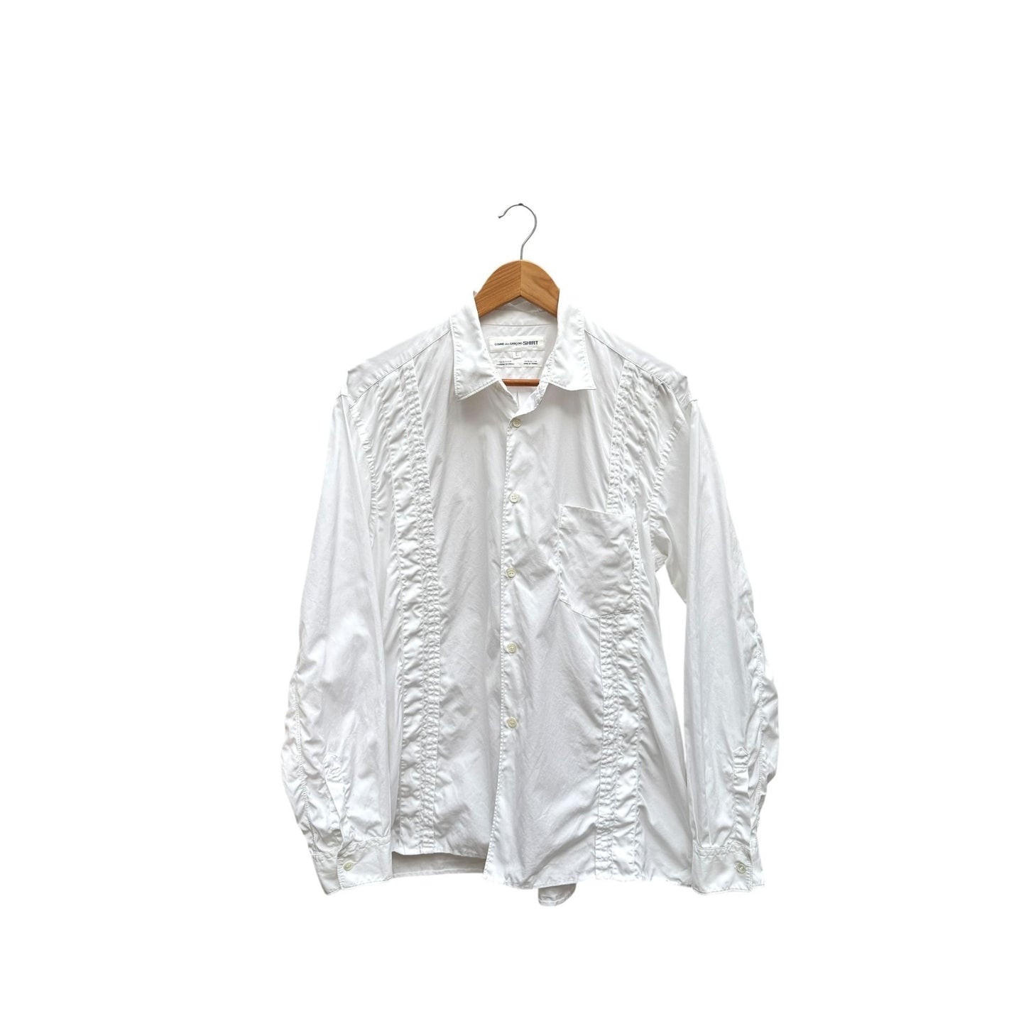 White Paneled Cotton Shirt 