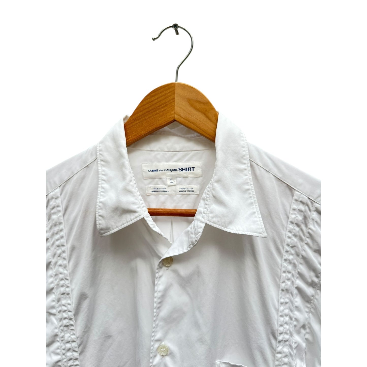 White Paneled Cotton Shirt 