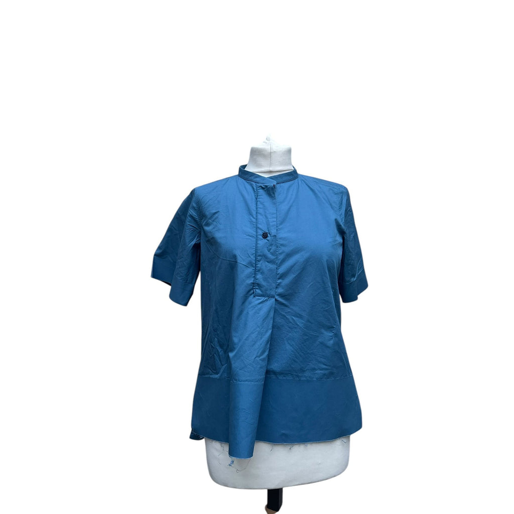 Blue Cotton Short Sleeves Shirt