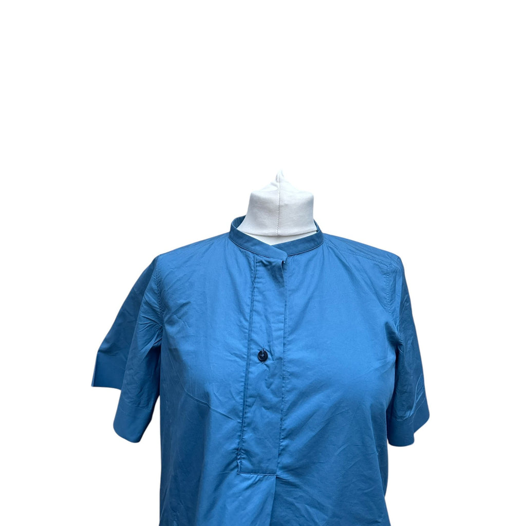 Blue Cotton Short Sleeves Shirt