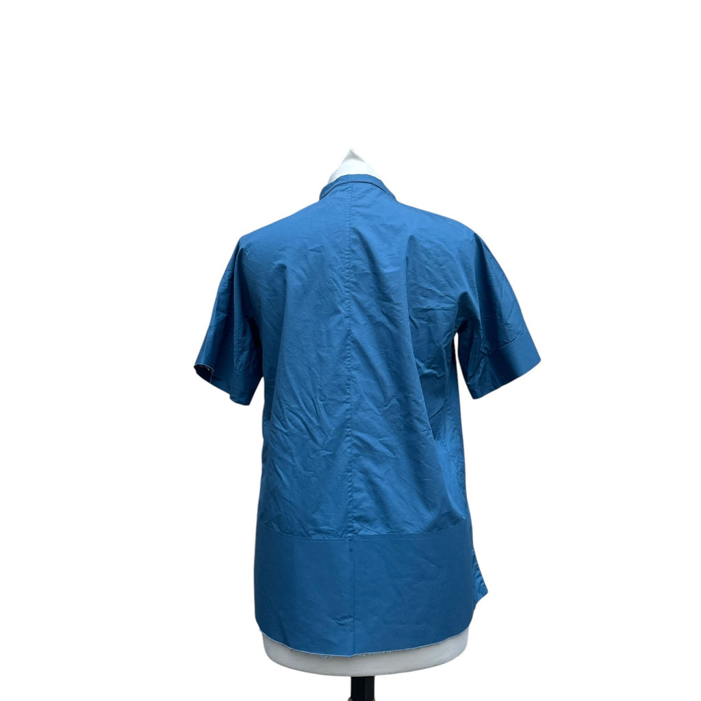 Blue Cotton Short Sleeves Shirt