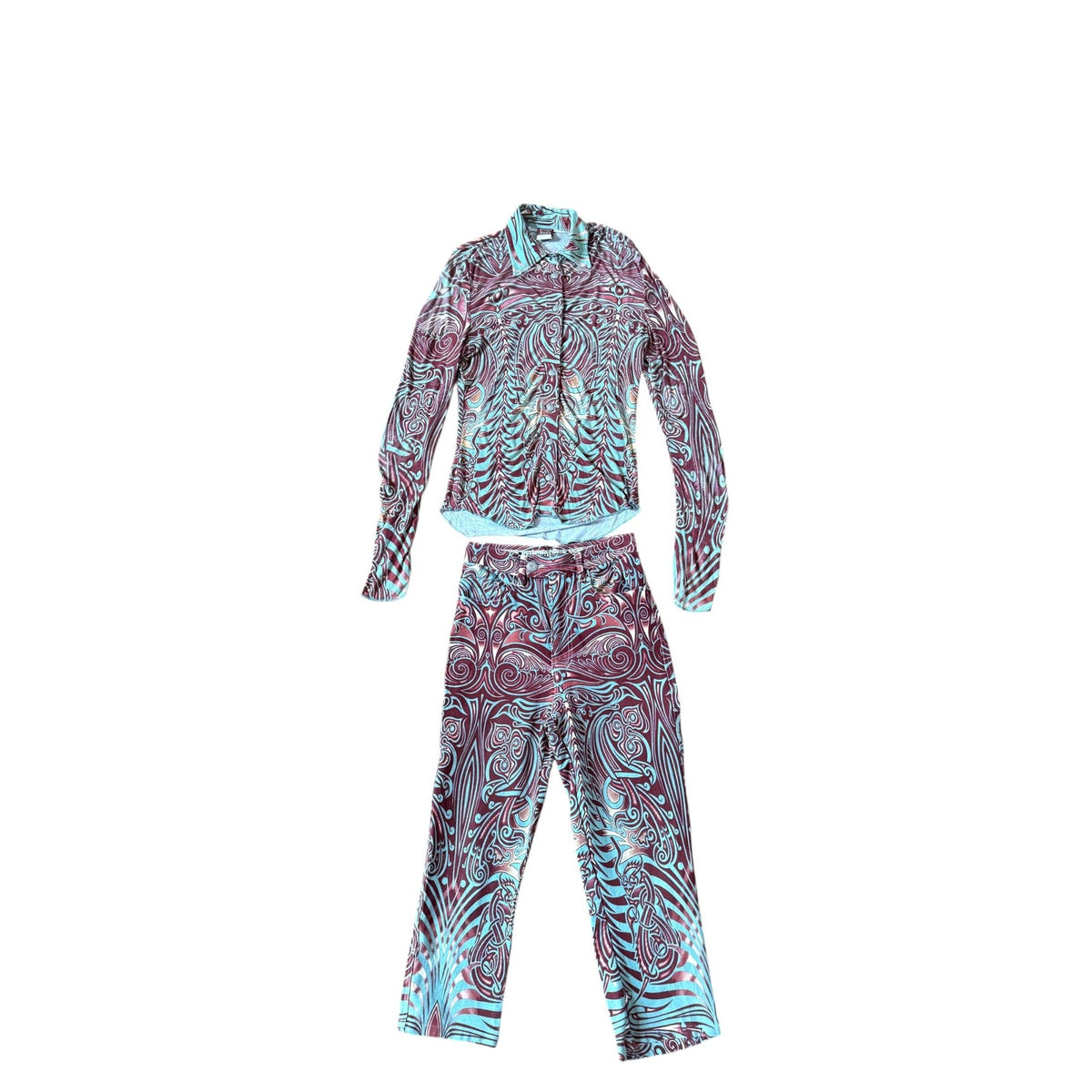 1996 Tribal Print Top & Cropped Pants Set