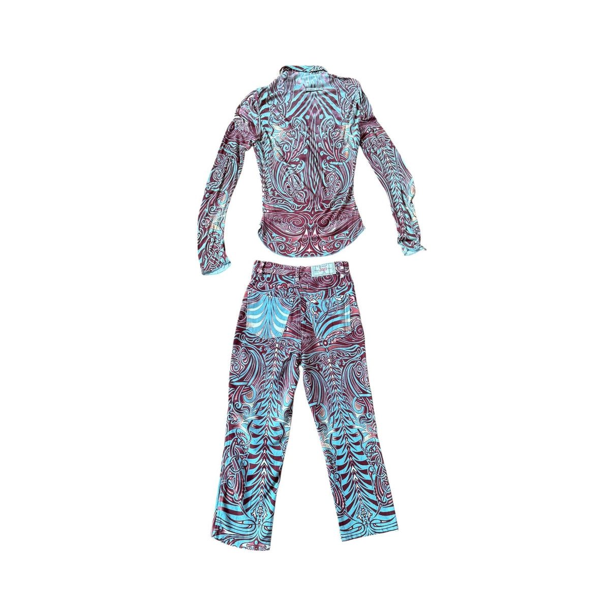1996 Tribal Print Top & Cropped Pants Set