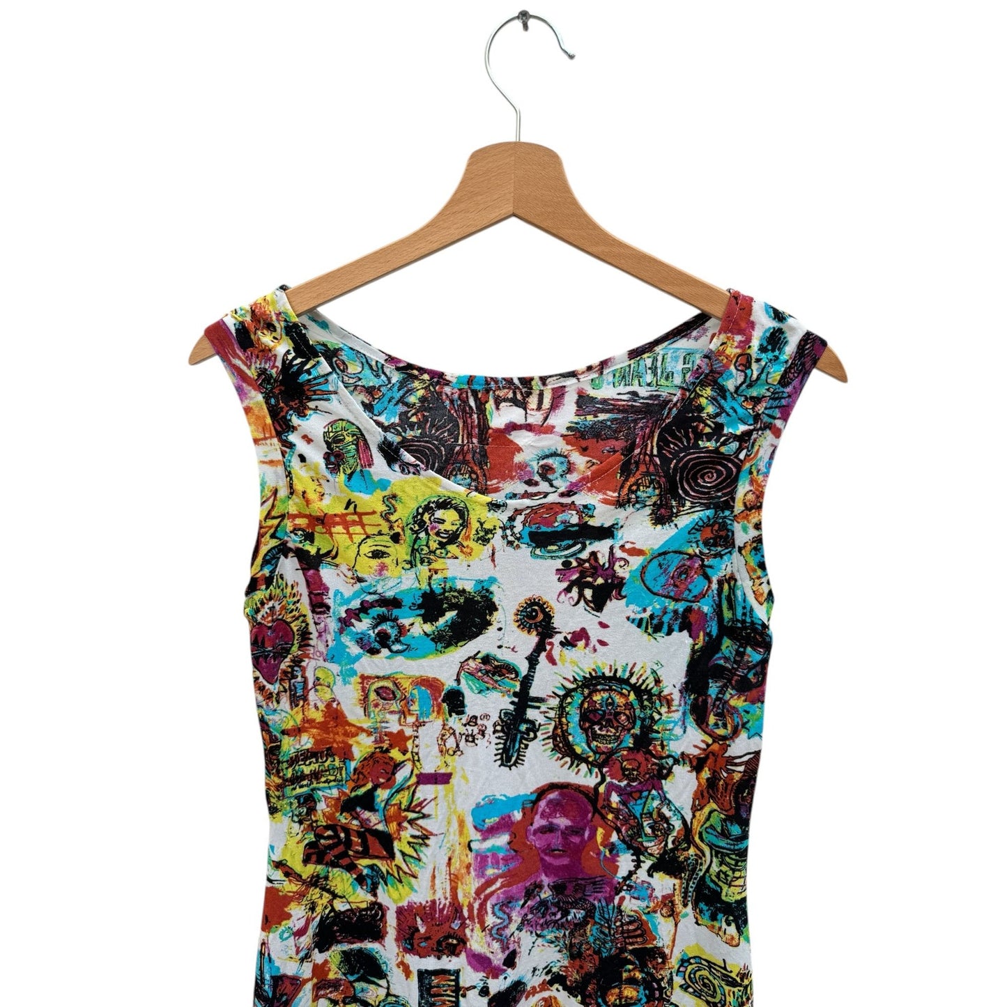 Long Mesh Dress Basquiat  Allover Print