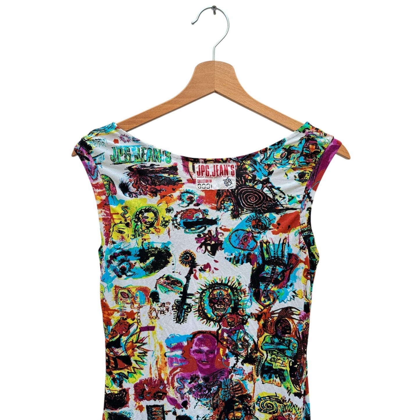 Long Mesh Dress Basquiat  Allover Print