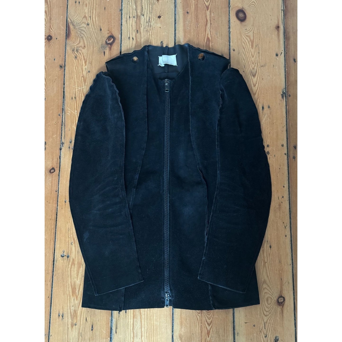 SS 1998 Black Suede Flat Sewing Pattern Jacket
