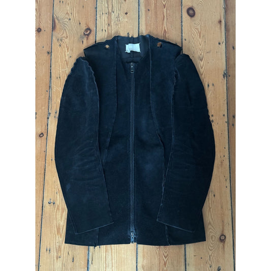 SS 1998 Black Suede Flat Sewing Pattern Jacket