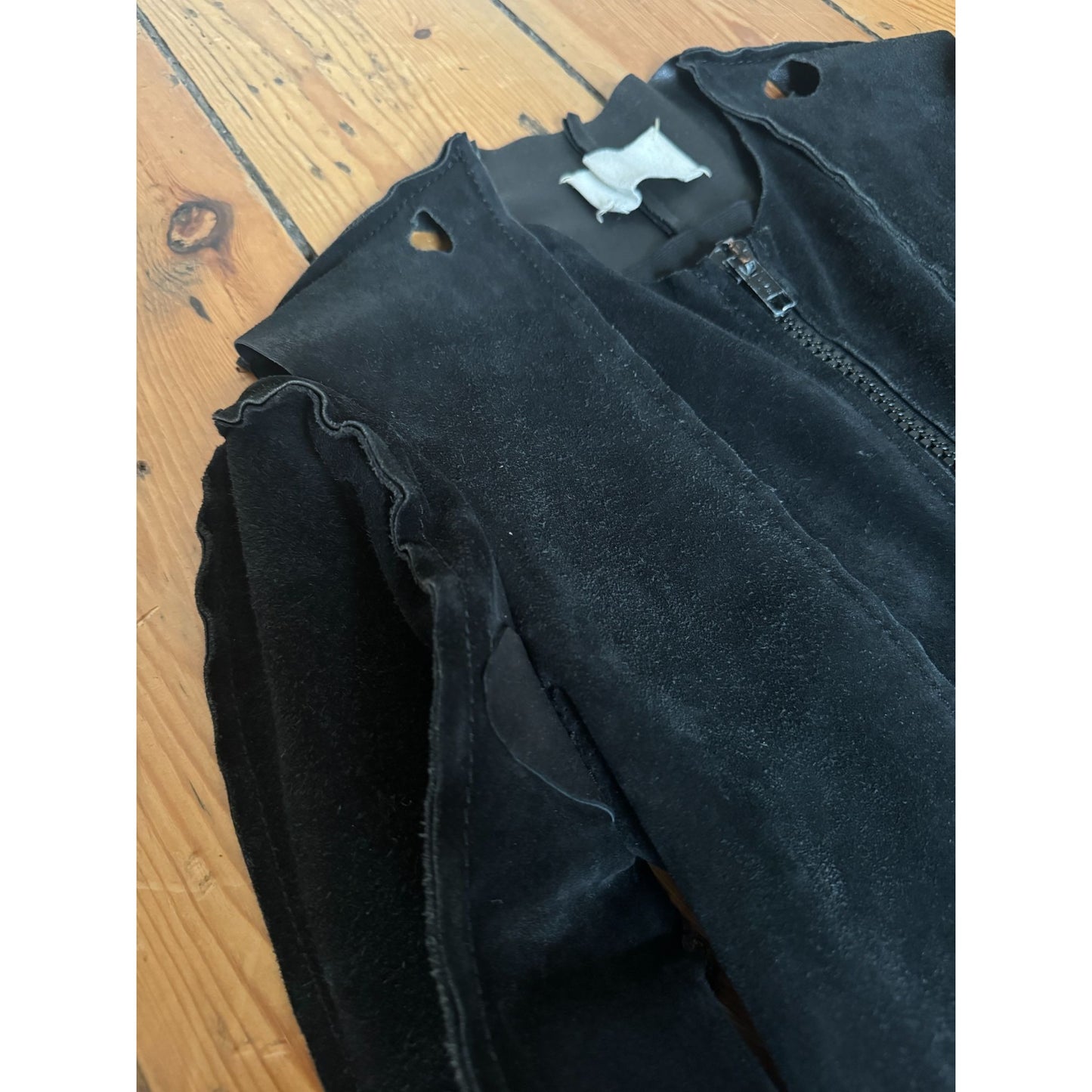 SS 1998 Black Suede Flat Sewing Pattern Jacket