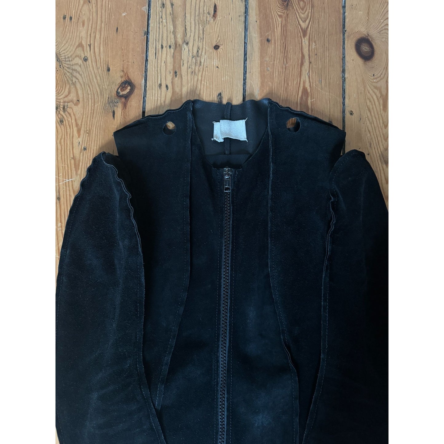 SS 1998 Black Suede Flat Sewing Pattern Jacket