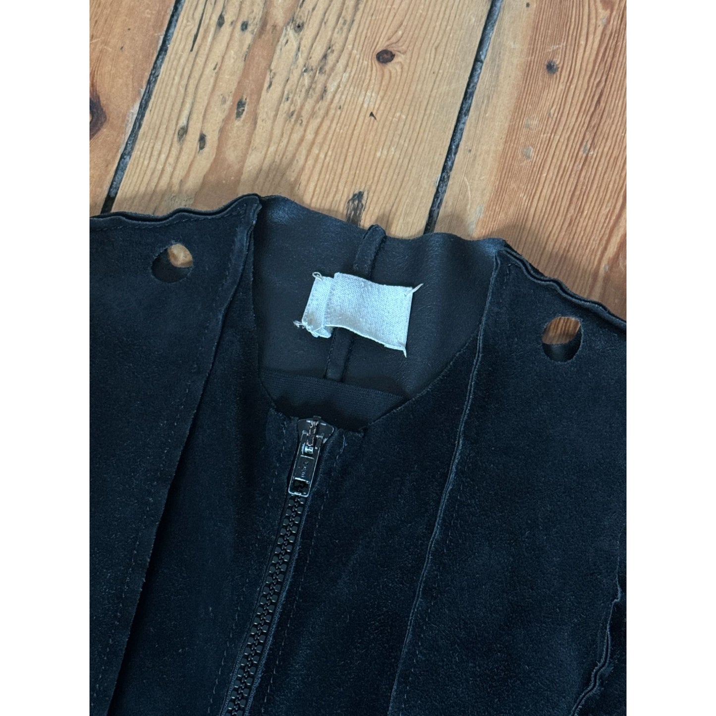 SS 1998 Black Suede Flat Sewing Pattern Jacket