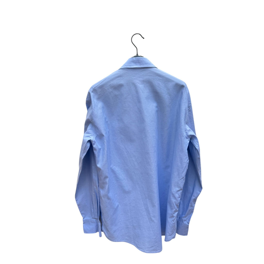 Cut out collar blue shirt