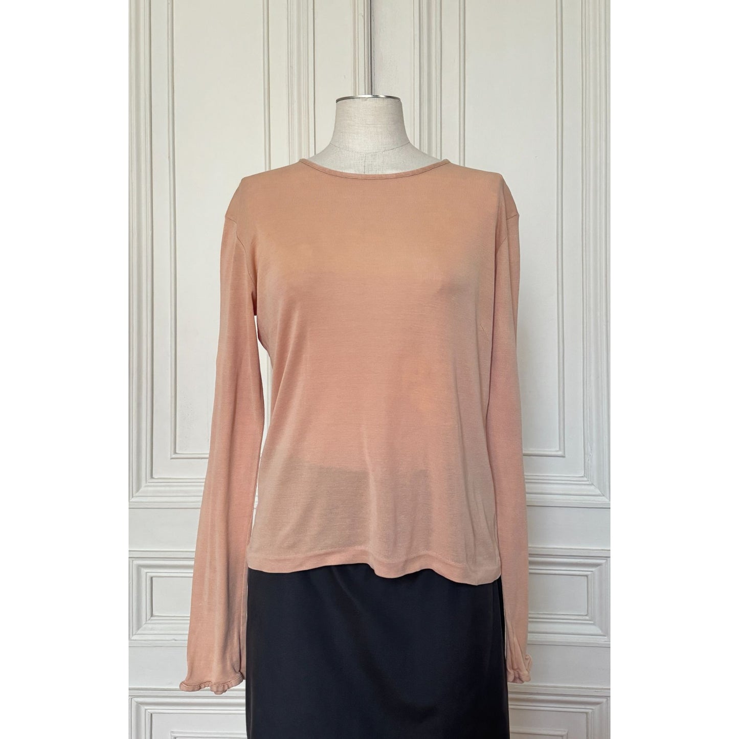 Martin Margiela 1990s Nude Cotton Long Sleeve Top Size M