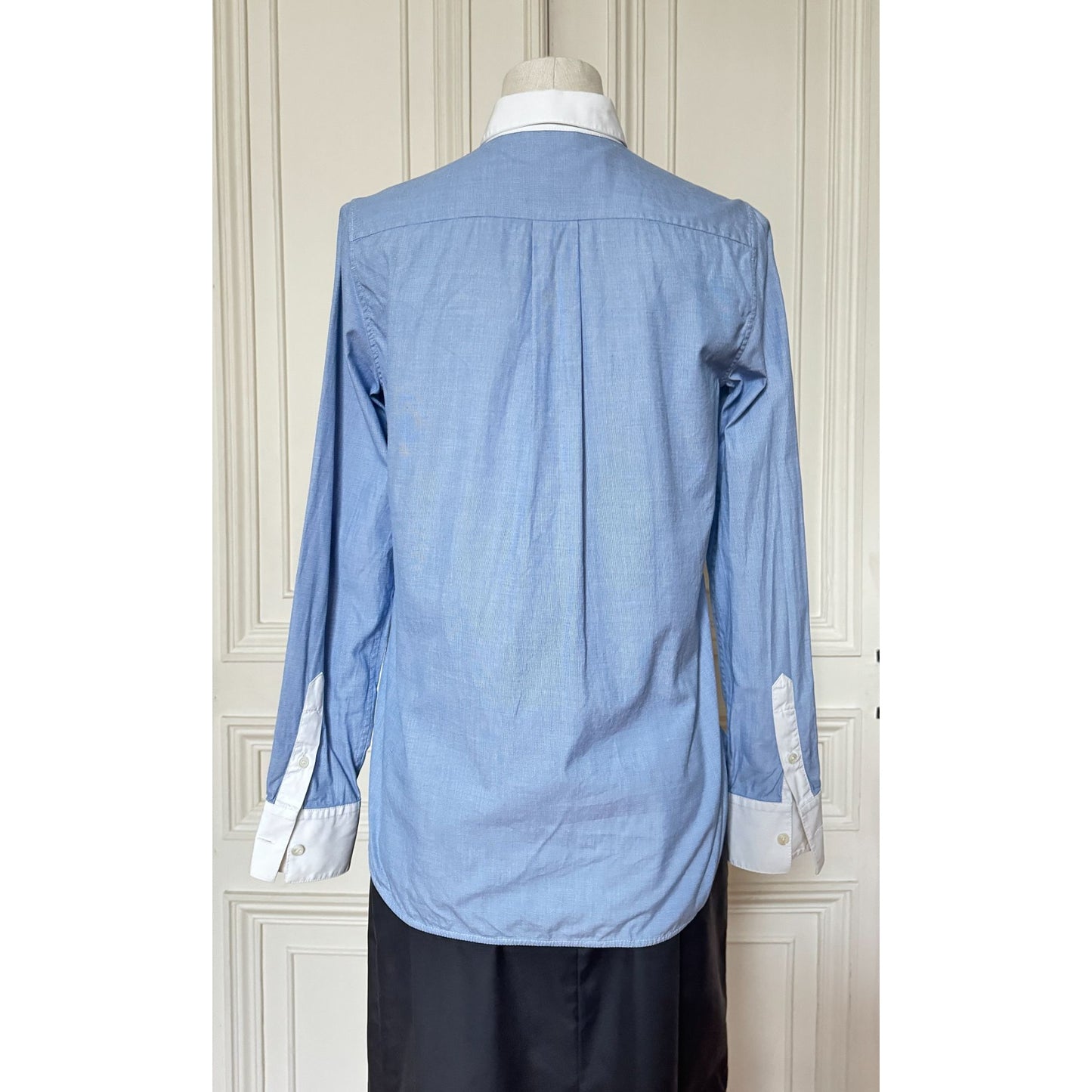 Phoebe Philo Blue Shirt with White Contrast Collar & Cuffs