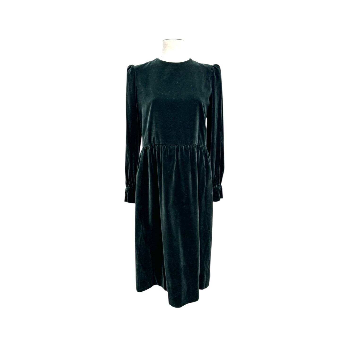 1980s Emerald Green Velvet Dress Size 38 / M