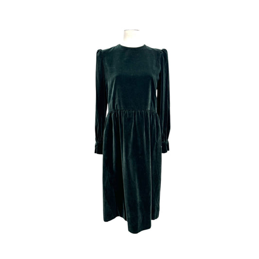 1980s Emerald Green Velvet Dress Size 38 / M