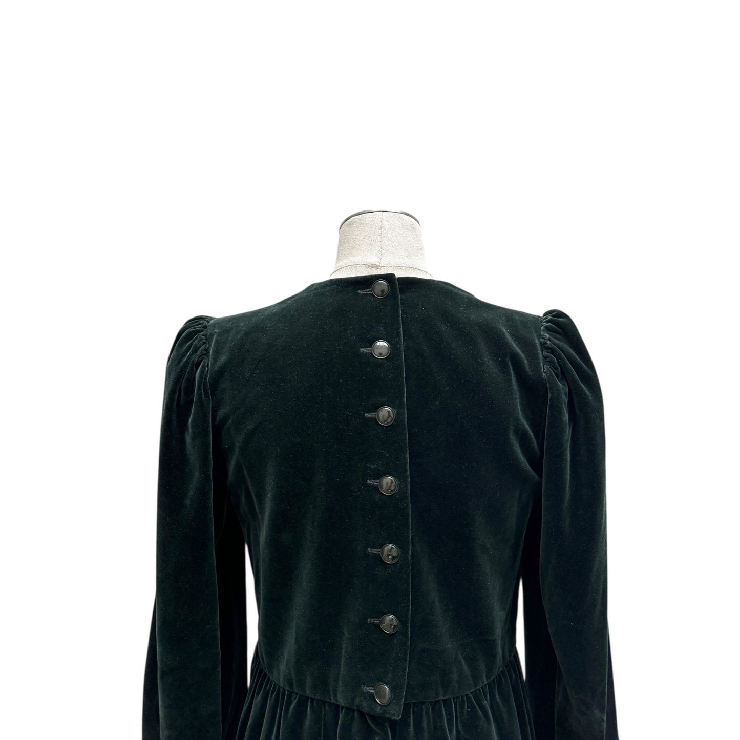 1980s Emerald Green Velvet Dress Size 38 / M