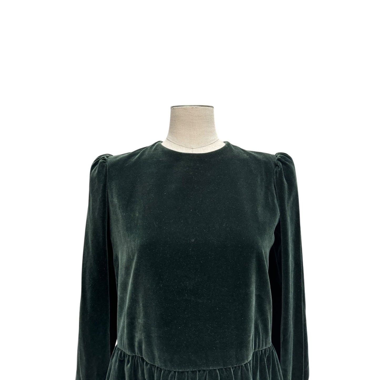 1980s Emerald Green Velvet Dress Size 38 / M