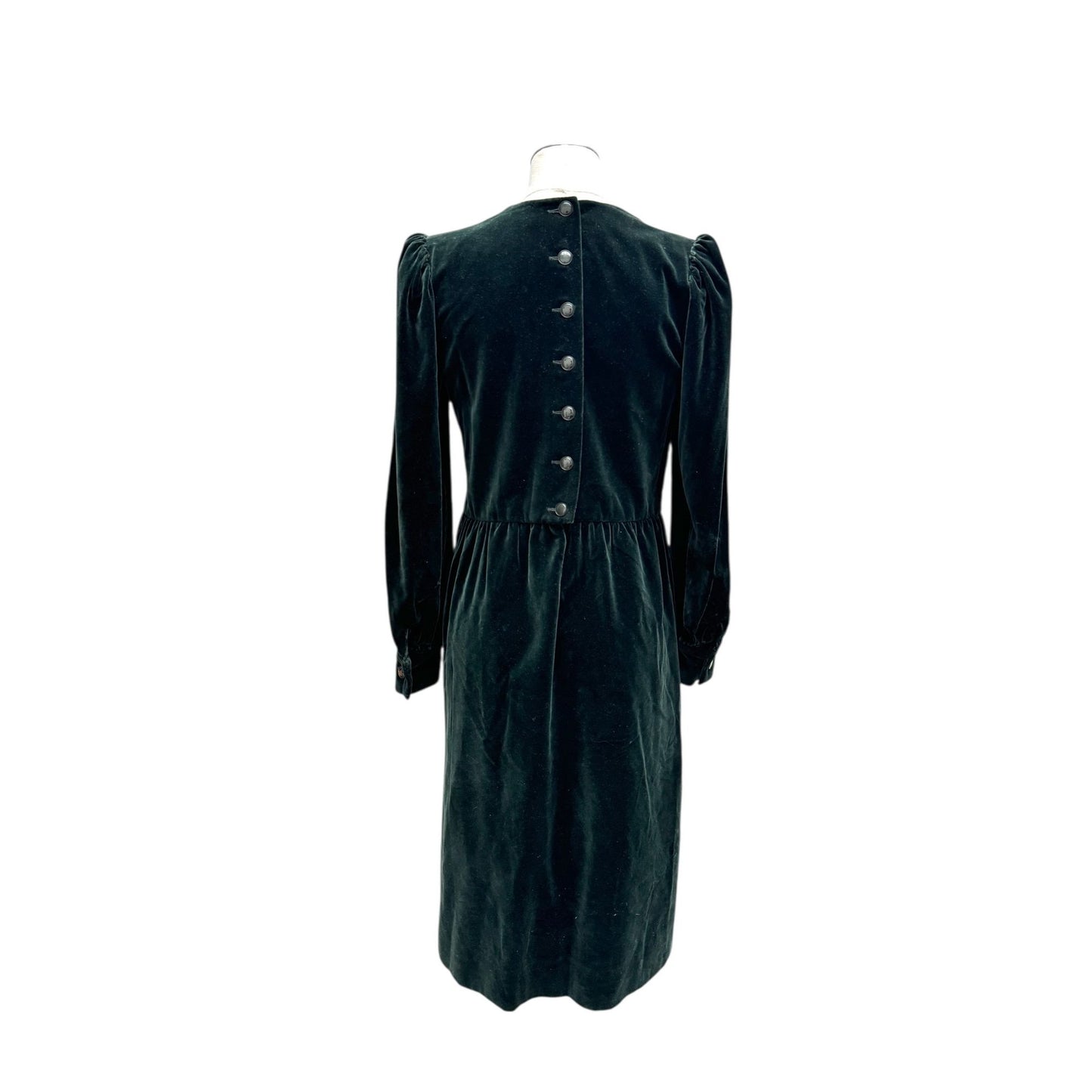 1980s Emerald Green Velvet Dress Size 38 / M