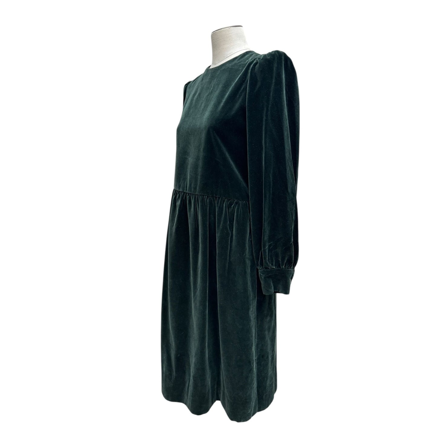 1980s Emerald Green Velvet Dress Size 38 / M