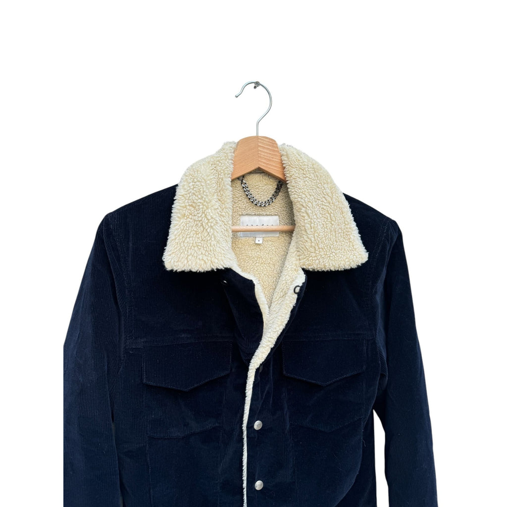 Dark Navy Corduroy Shearling Jacket