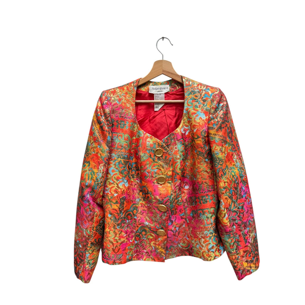 1980s Colorful Silk Blazer Jacket