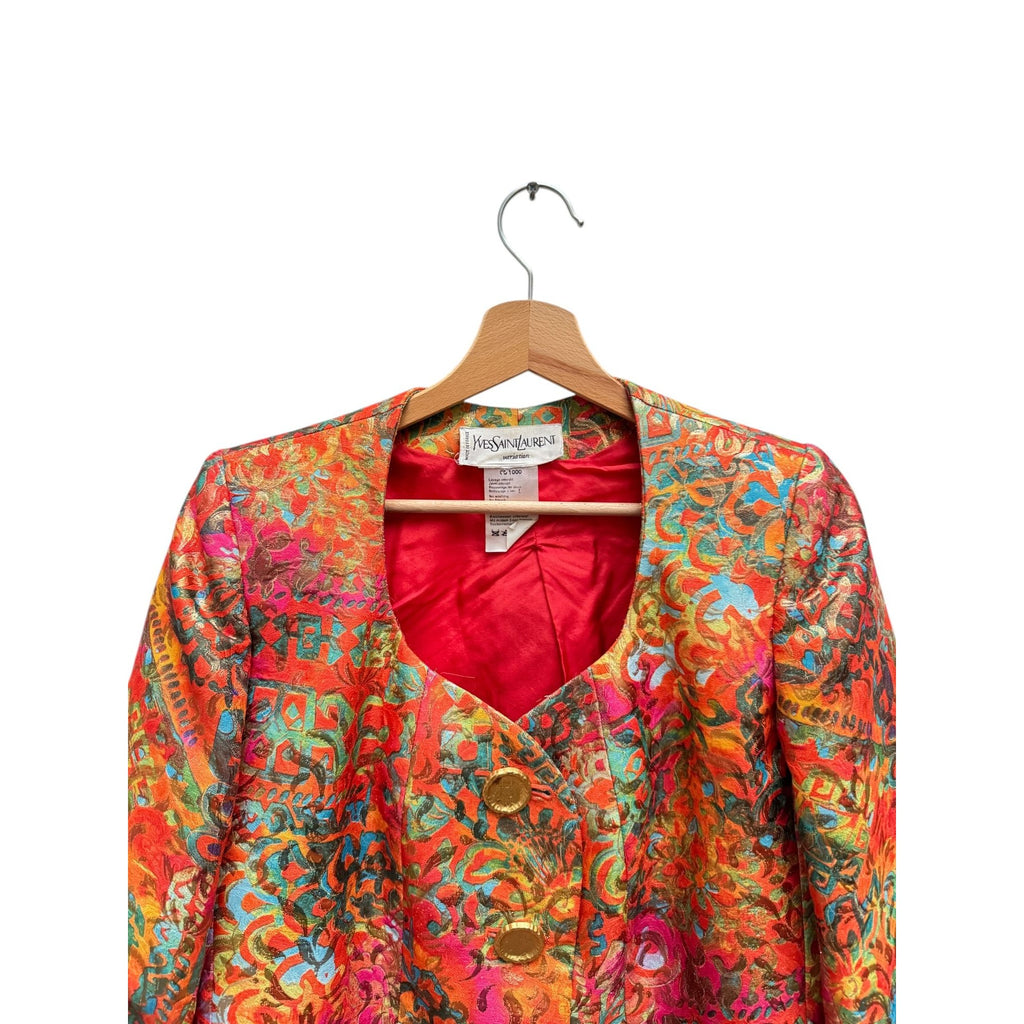 1980s Colorful Silk Blazer Jacket