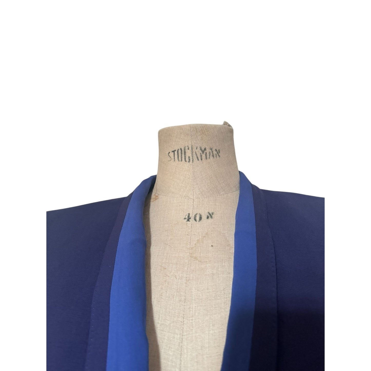 Navy Wool Blazer with Contrasting Lapel
