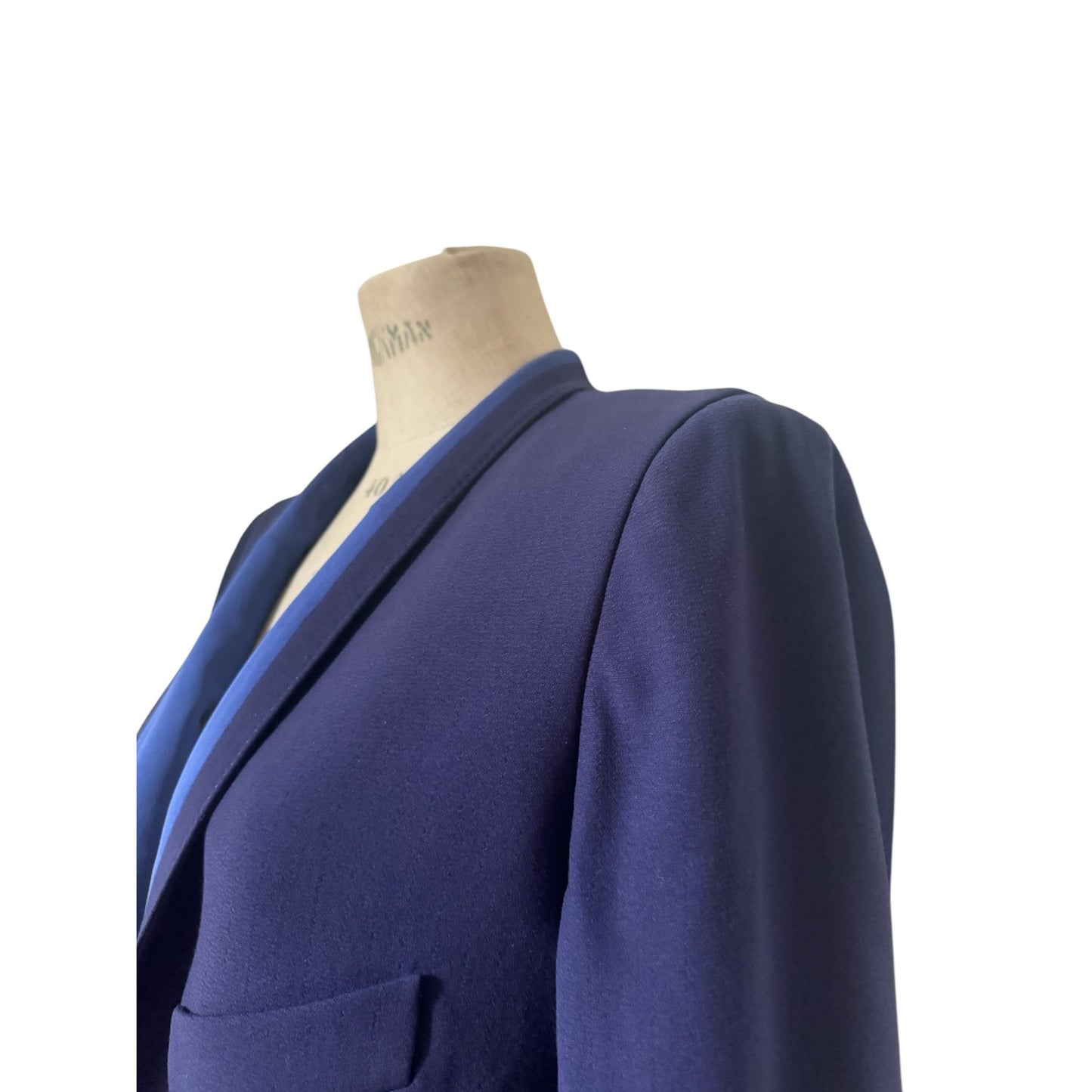 Navy Wool Blazer with Contrasting Lapel