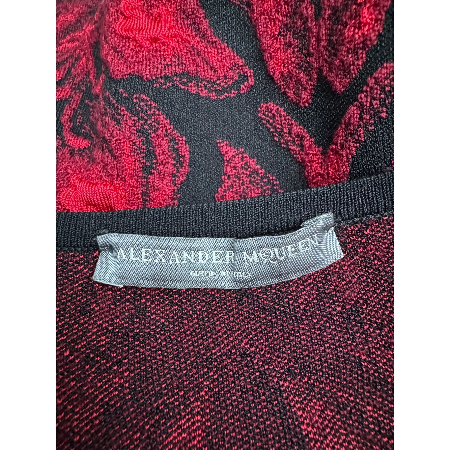 2000s Red &amp; Black Floral Knit Dress