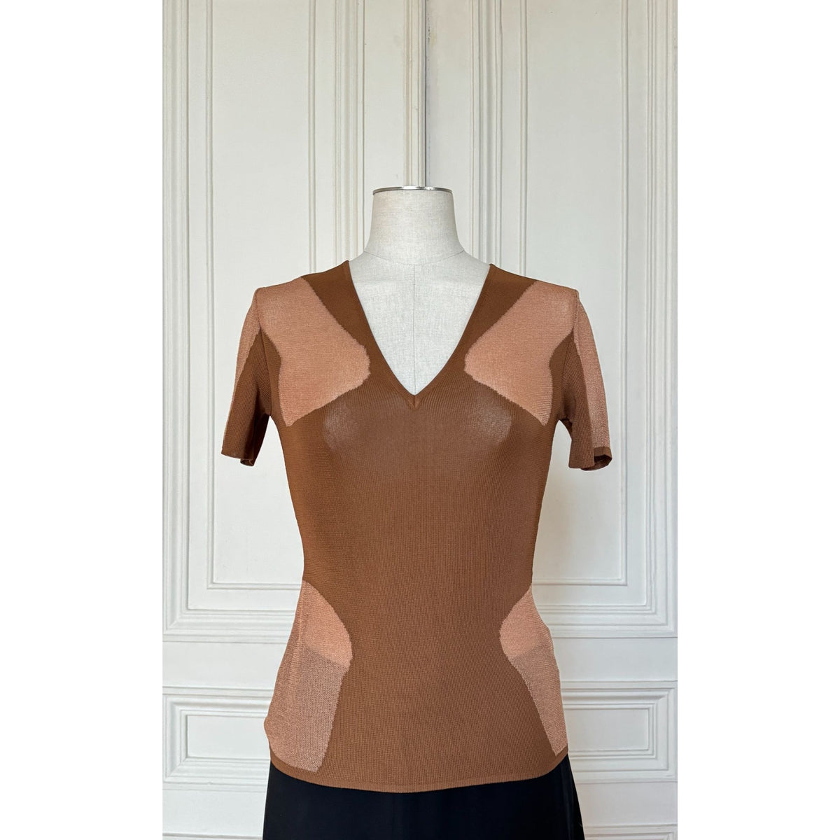 Couture 2001 Brown Geometric Viscose Knit Top
