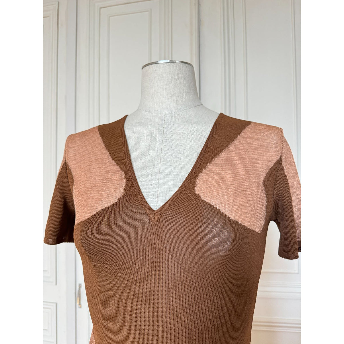 Couture 2001 Brown Geometric Viscose Knit Top