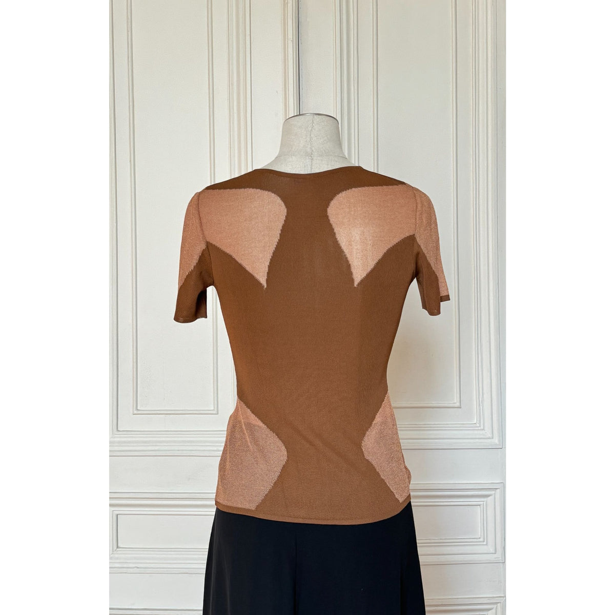 Couture 2001 Brown Geometric Viscose Knit Top