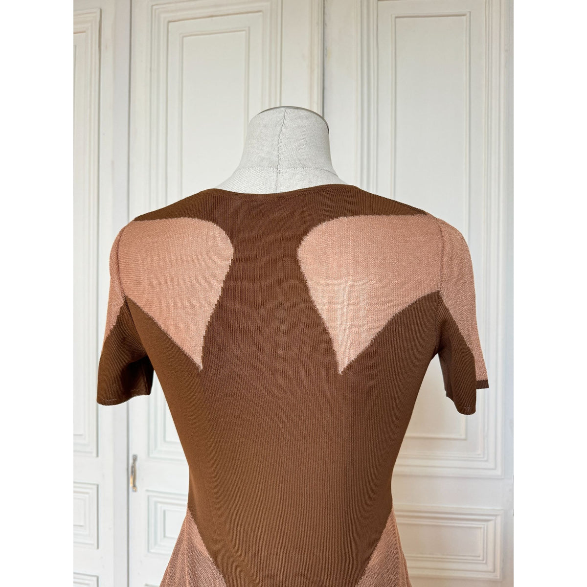 Couture 2001 Brown Geometric Viscose Knit Top