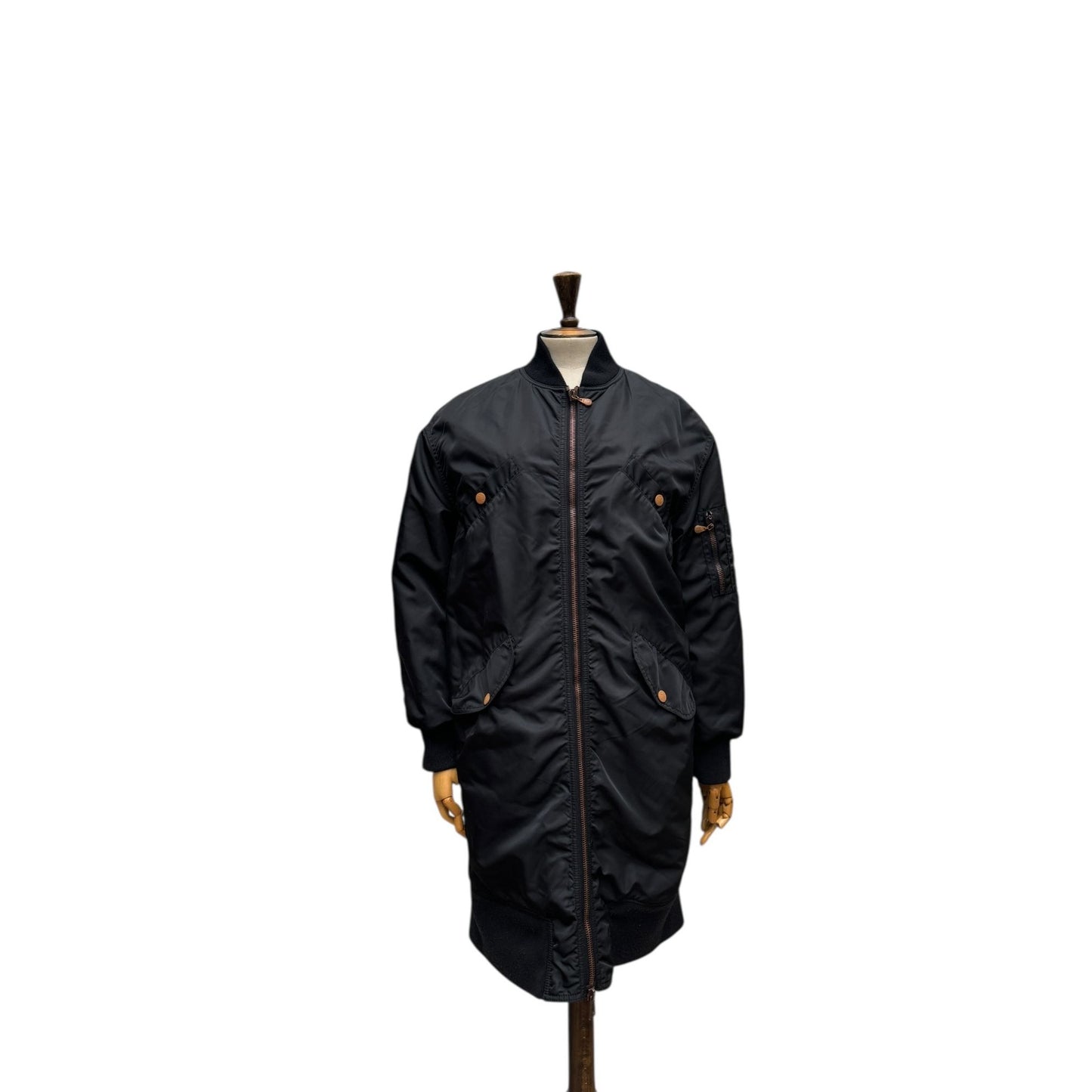 Vintage Elongated Black Bomber Jacket