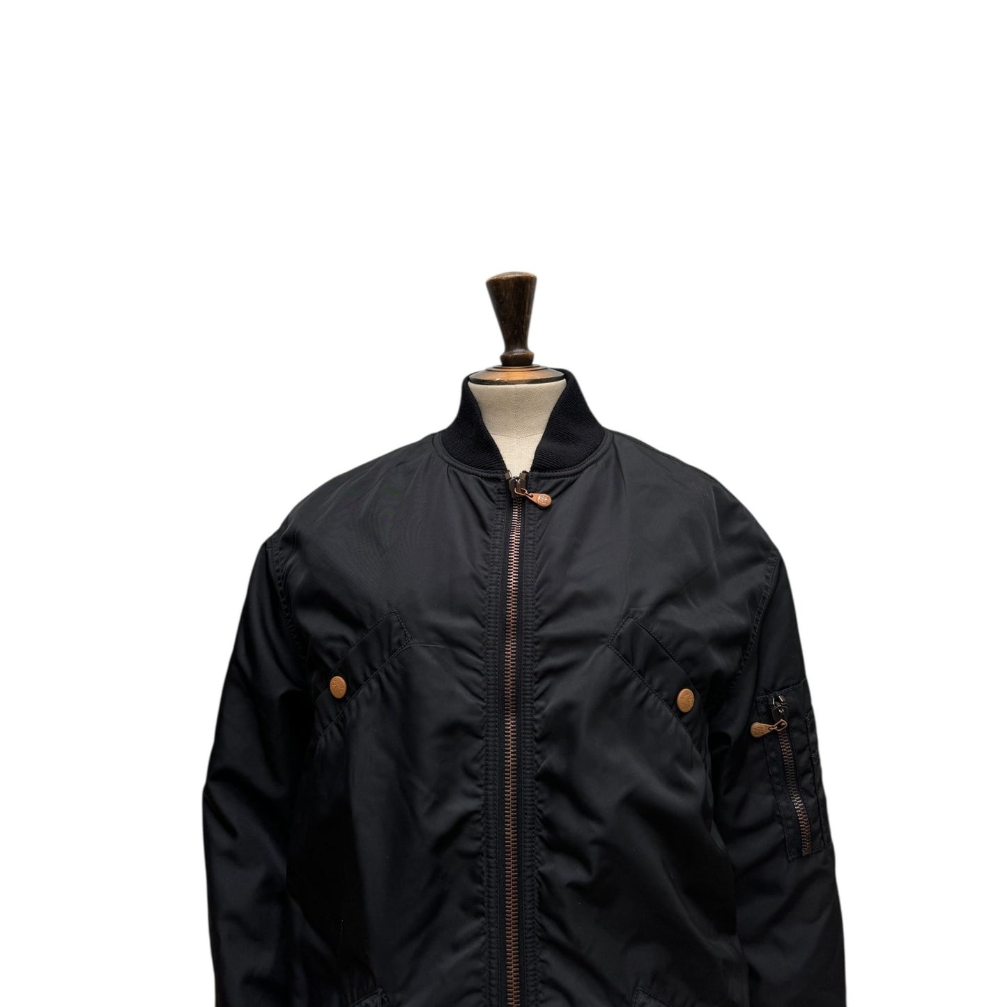 Vintage Elongated Black Bomber Jacket