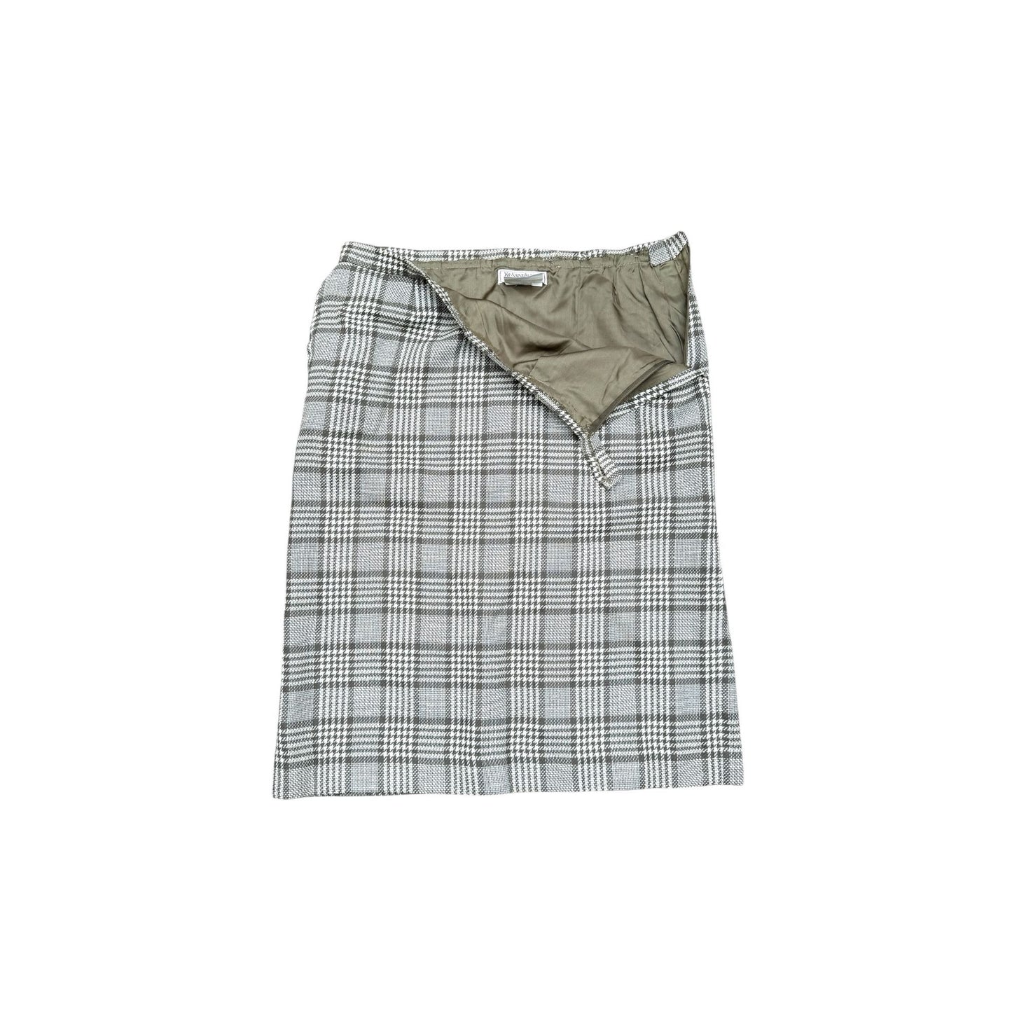 Brown Beige Checkered Skirt Suit
