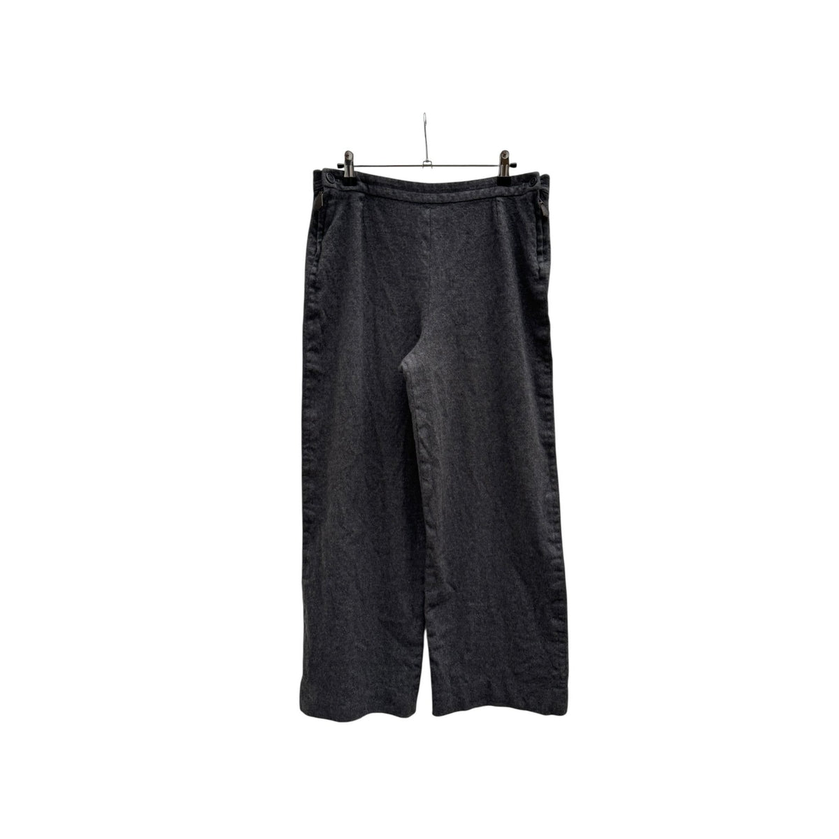 Grey Wool High-Waisted Straight-Leg Pants