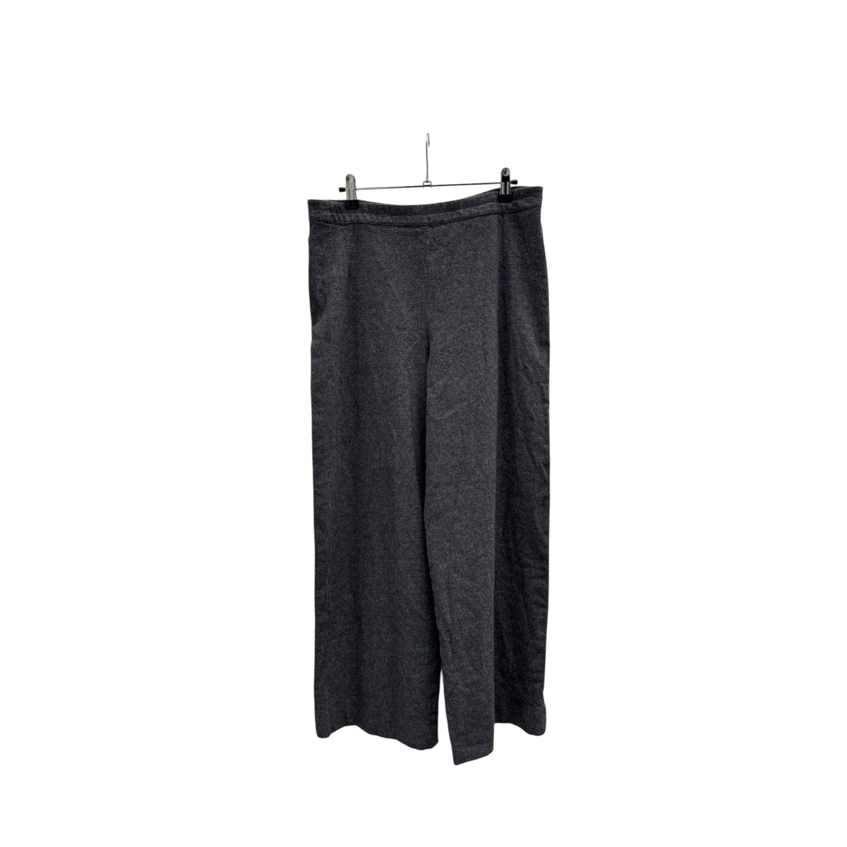 Grey Wool High-Waisted Straight-Leg Pants
