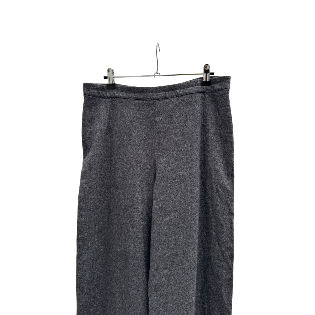 Grey Wool High-Waisted Straight-Leg Pants