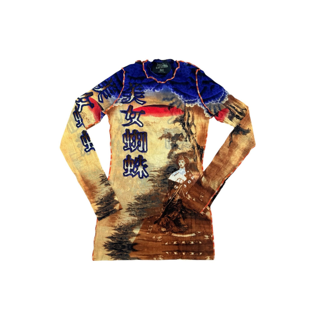 Vintage Used Chinese Mesh long sleeves Top