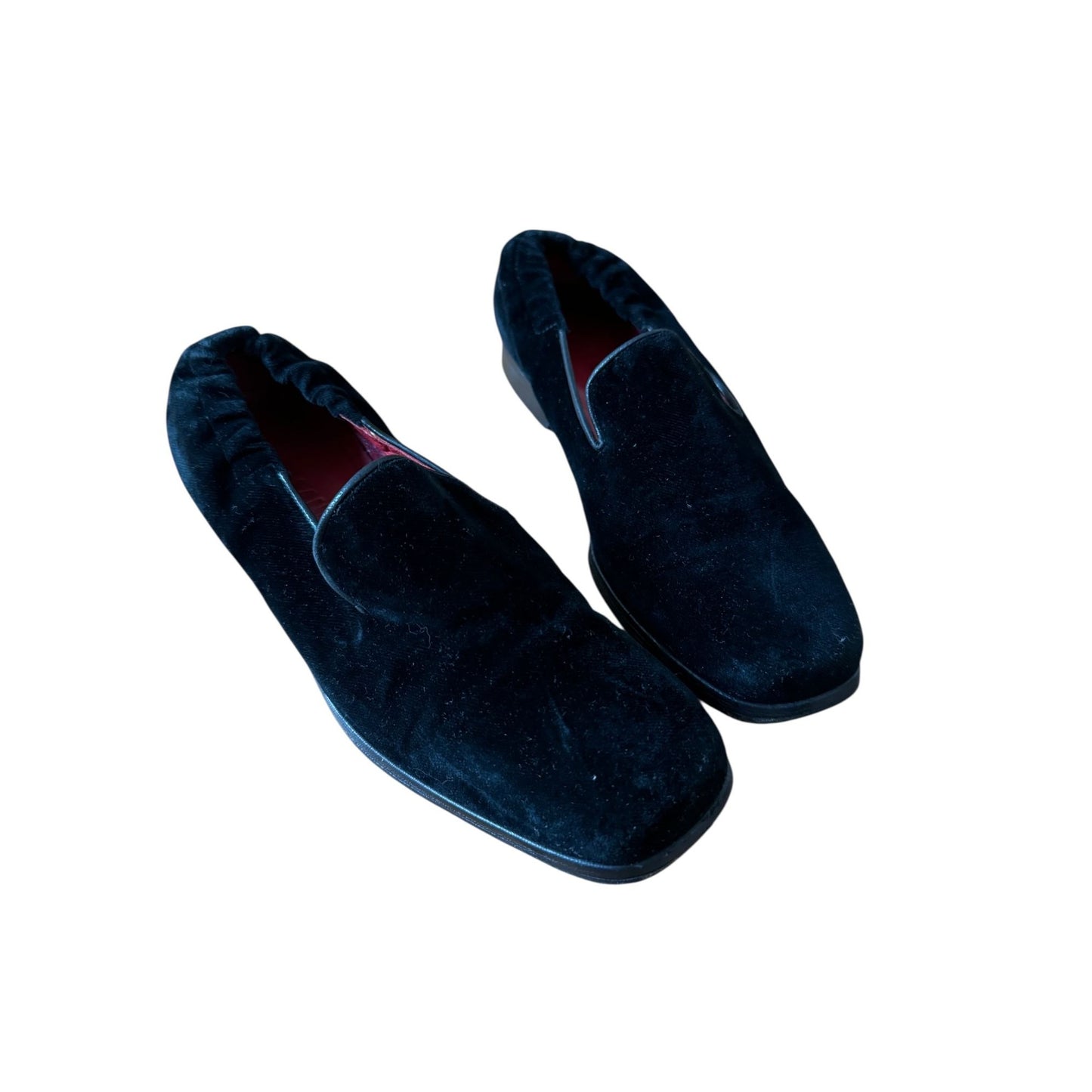 Black Suede Square-Toe Loafers